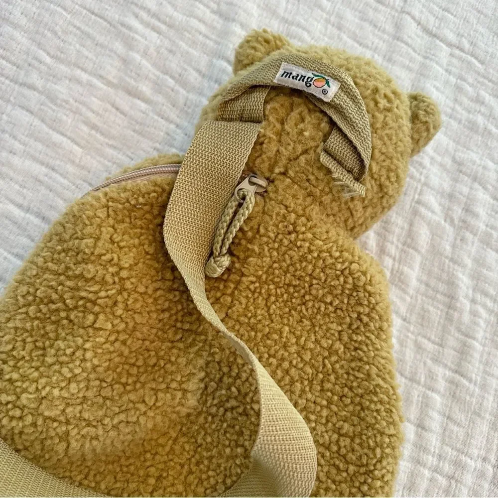 Vintage The Original Mango Teddy Bear SLING Plush 90s Y2K Retro Beige FLAW